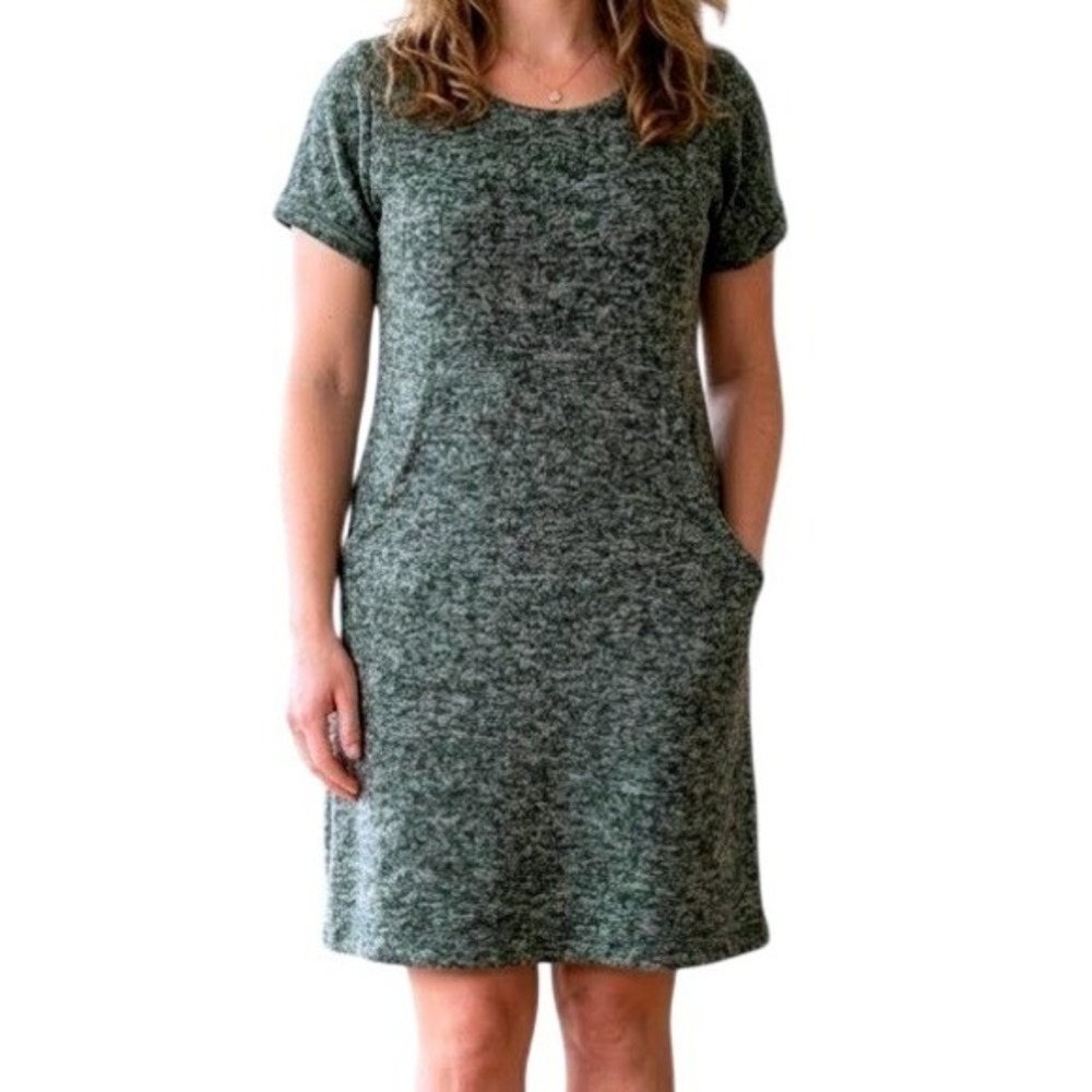 Stevie Hender Womens Gray Heathered Short Sleeve‎ Knit Pocket T-Shirt Dress